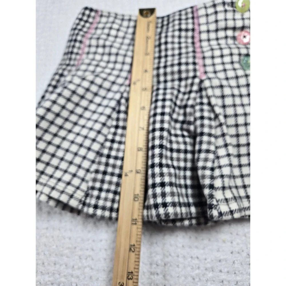 Y2K Girls‎ Plaid Pleated Skort Size 6 Black White Pink Heart Button 2006